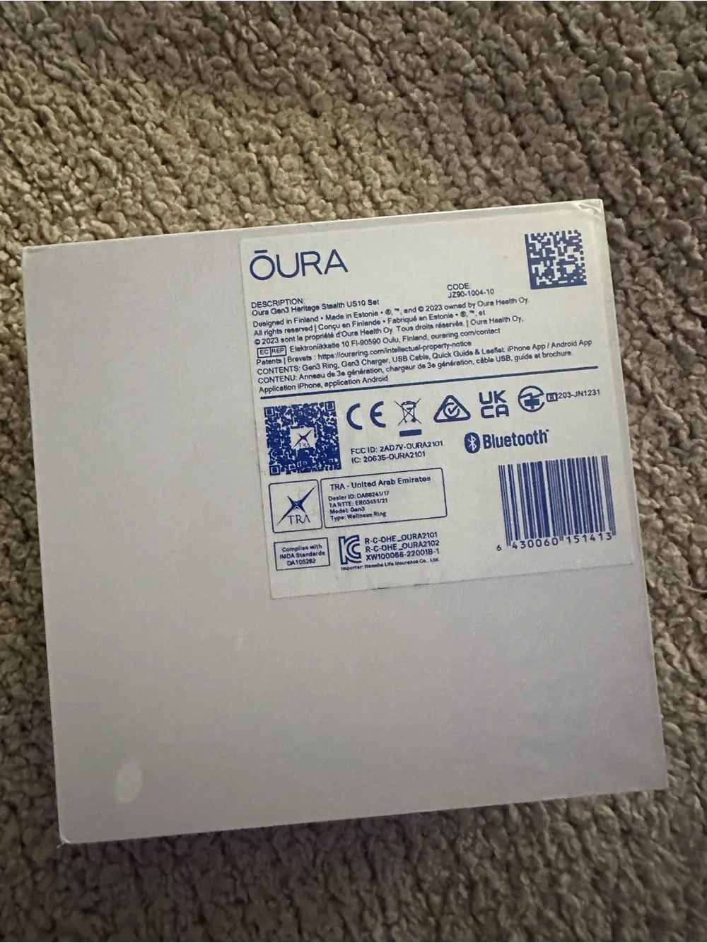 OURA Gen3 Heritage Stealth US10 Set